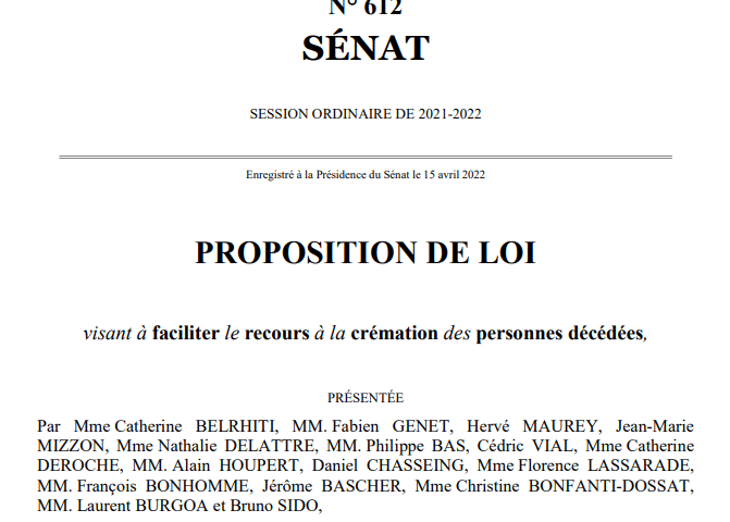 Proposition loi crémation