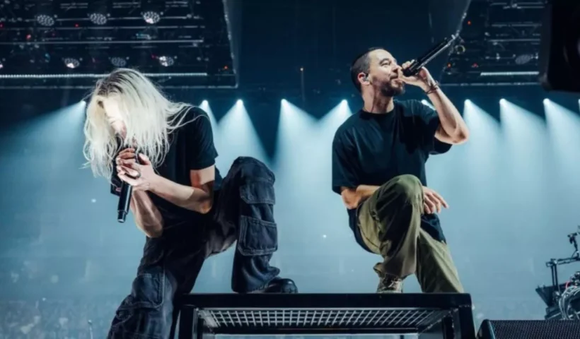Emily Armstrong et Mike Shinoda, de Linkin Park, sur scène en Angleterre en 2024 (source : Instagram)